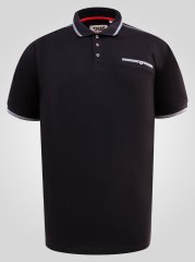 D555 Potts Jersey Polo With Jacquard Collar & Cuffs Melna
