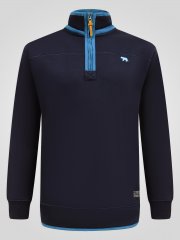 D555 Conway 2 1/4 Zip Neck Fleece Sweatshirt With Bear Logo Tumši zila
