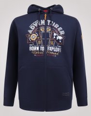 D555 Hector Adventurer Printed Zip Through Hoody Tumši zila