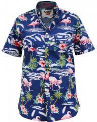 D555 Durham Flamingo Hawaiian Ao Print Shirt