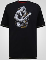 D555 Macfarlan T-krekls ar Gorillas Apdruku Melns
