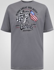 D555 Jasper Official Gas Monkey T-krekls ar Apdruku Pelēks