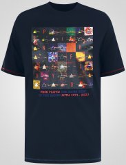 D555 Otto Official Pink Floyd 50th Anniversary T-krekls ar Apdruku Tumši Zils