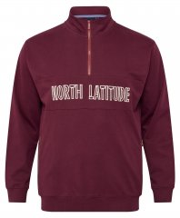 North Latitude Half Zip Džemperis Vīnsarkans
