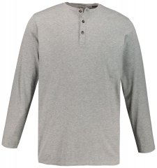 JP1880 702555 Henley T-krekls ar garām piedurknēm Pelēks melanžs