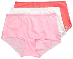Ulla Popken 827465 Hipster biksītes ar mežģīnēm 3 gab. Rozā