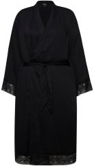 Ulla Popken 834837 Kimono peldmētelis ar mežģīnēm Melns