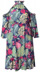 Ulla Popken 842471 Rakstaina midi kleita Tumši zils