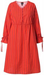 Ulla Popken 845863 Svītraina midi kleita ar sasienamu jostu Koraļļu