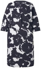 Ulla Popken 848061 Ziedaina midi kleita ar 3/4 piedurknēm Melns