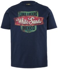 JP1880 850980 T-krekls ar vintāžas stila apdruku Tumši zils TALL
