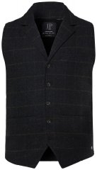 JP1880 851395 Rūtaina elastīga tvīda veste Melns