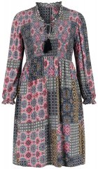 Ulla Popken 851546 Rakstaina midi kleita Sinepju dzeltens