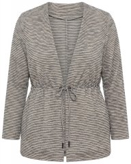 Ulla Popken 852086 Svītraina jaka ar auklu Taupe