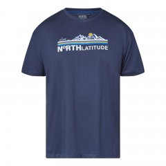 North Latitude Mountain T-Shirt V-Neck Tumši zila