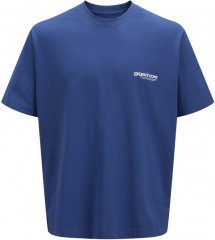 Jack & Jones Union Front & Back Print Crew Neck T-Shirt Beaucoup Blue