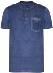 Kam Jeans 5343 Grandad collar T-shirt Indigo