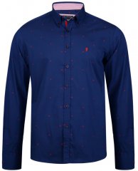 Kam Jeans 6160 Long Sleeve Dobby Print Shirt Twilight Blue