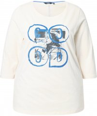 Ulla Popken Photo Graphic 3/4 Sleeve Tee Pearl White