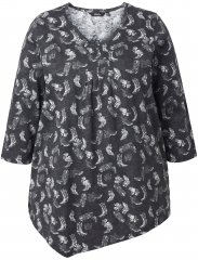 Ulla Popken Asymmetric Cowboy Boot Print Tee Black