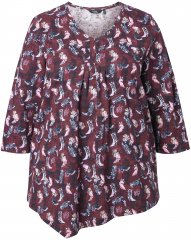 Ulla Popken Asymmetric Cowboy Boot Print Tee Dark Ruby