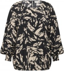 Kaffe Curve Olla Blūze ar garām piedurknēm Melns