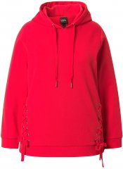 Ulla Popken Decorative Lace-Up Hoodie Lychee