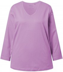 Ulla Popken Back To Basics V-Neck Relaxed Fit Cotton Tee Amethyst