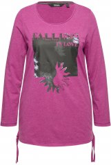 Ulla Popken Tie Hem Long Sleeve Graphic Tee Berry