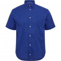North Latitude Shirt Linen Cotton Short Sleeve Blue
