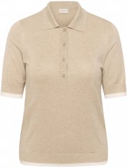 Kaffe Curve Lizzy Contrast Knitted Polo Feather Grey Melange