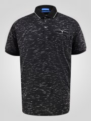 D555 Murphy Jacquard Collar And Cuff With Chest Pocket Polo Black