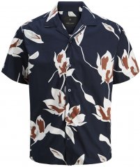 Jack & Jones Palermo Resort Print Short Sleeve Shirt Dark Blue