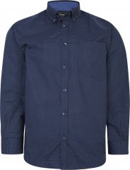 Kam Jeans P018 Premium Dobby Print Long Sleeve Shirt Navy