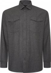 Kam Jeans P042 Premium Brushed Herringbone Long Sleeve Shirt Charcoal