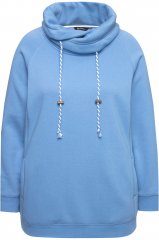 Ulla Popken Drawstring Collar Long Sleeve Sweatshirt Light Cornflower