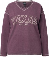 Ulla Popken Texas Contrast Stitching Sweatshirt Dark Ruby