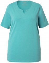 Ulla Popken Essential Notch Neck Stretch Tee Pale Green