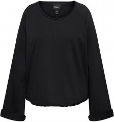 Ulla Popken Rolled Edge Long Sleeve Sweatshirt Black