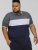 D555 EMERSON Cut And Sew Polo With Jacquard Collar Navy - Polo krekli - Polo krekli - 2XL-8XL