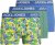 Jack & Jones JACPINEAPPLE SKULL TRUNKS 3 PACK Palace Blue - Bokseršorti - Vīriešu lielie bokseru šorti
