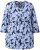 Ulla Popken Floral Print 3/4 Sleeve V-Neck Tee Navy Blue - Apdrukāti T-krekli sievietēm - 