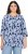 Ulla Popken Floral Print 3/4 Sleeve V-Neck Tee Navy Blue - Apdrukāti T-krekli sievietēm - 