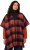 Ulla Popken Oversized Plaid Wing Collar Poncho Red Orange - Jakas - 