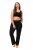 Ulla Popken Bootcut Elastic Waist Cotton French Terry Sport Pants Black - Auduma bikses - Platās auduma bikses sievietēm