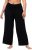 Ulla Popken Wide Leg Smocked Waist Knit Pants Black - Džinsi & Bikses Lielos Izmēros – Plus Size - 