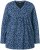 Ulla Popken Geometric Print 3/4 Sleeve Pleated Tee Navy Blue - Apdrukāti T-krekli sievietēm - 