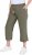 Ulla Popken Cool Linen Elastic Waist Capri Pants Loden Green - Džinsi & Bikses Lielos Izmēros – Plus Size - 