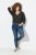 Ulla Popken Decorative Stitched Slim Leg Stretch Fit Jeans Blue Denim - Skinny - Sieviešu skinny džinsi lielos izmēros
