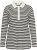 Kaffe Curve Miana Long Sleeve Polo Chalk with Black Stripe - Polo krekli - 